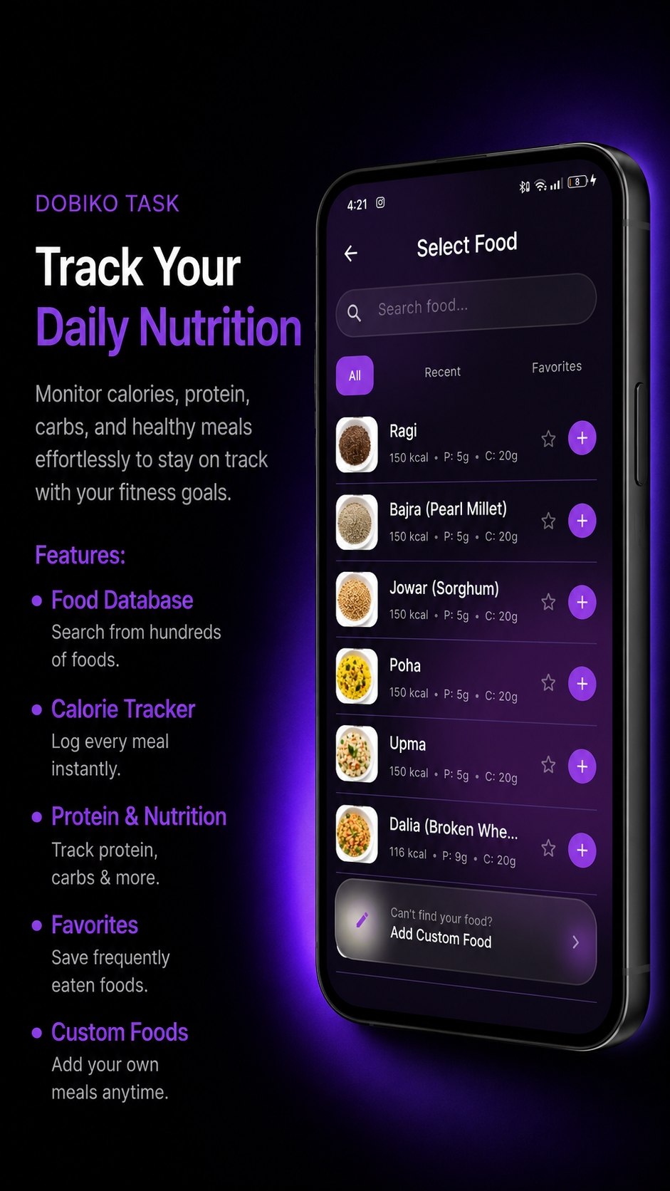 Dobiko Task Nutrition Tracking
