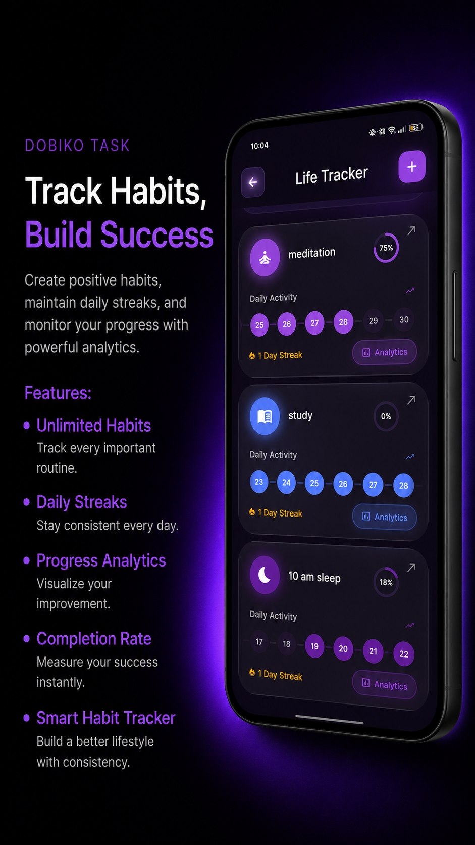 Dobiko Task Habit Tracker with Streaks